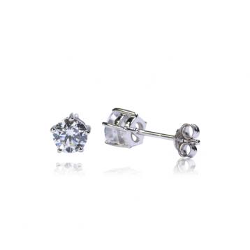 925 Silver 4.0mm Cubic Zirconia Earring