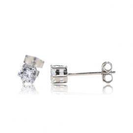 925 Silver 4.0mm Cubic Zirconia Earring