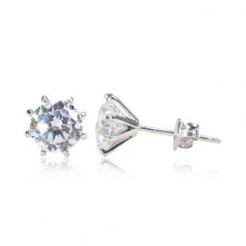 925 Silver 7.0mm Cubic Zirconia Earring