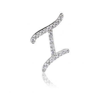 925 silver CZ alphabet pendant