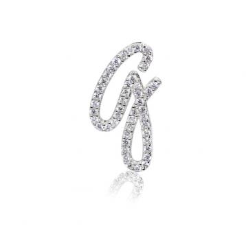 925 silver CZ alphabet pendant