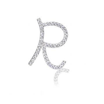 925 silver CZ alphabet pendant