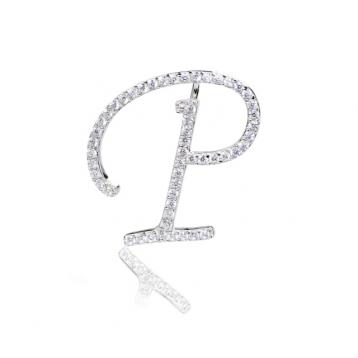 925 silver CZ alphabet pendant