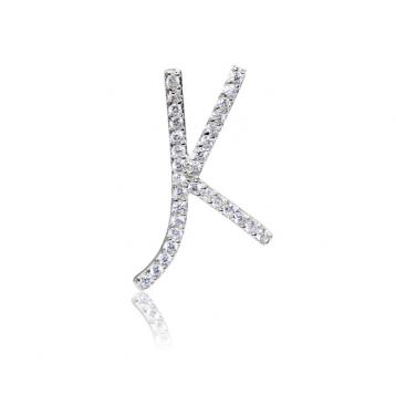 925 silver CZ alphabet pendant