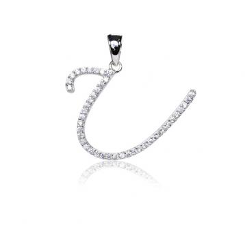 925 silver CZ alphabet pendant