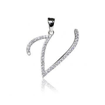 925 silver CZ alphabet pendant