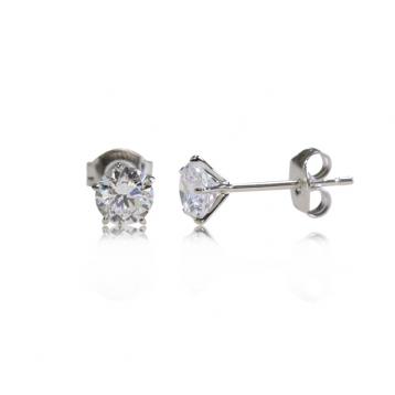 925 Silver 5.0mm Cubic Zirconia Earring