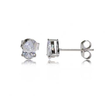 925 Silver 6x4mm Cubic Zirconia Earring