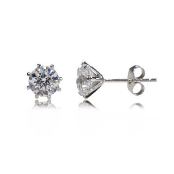 925 Silver 6.0mm Cubic Zirconia Earring