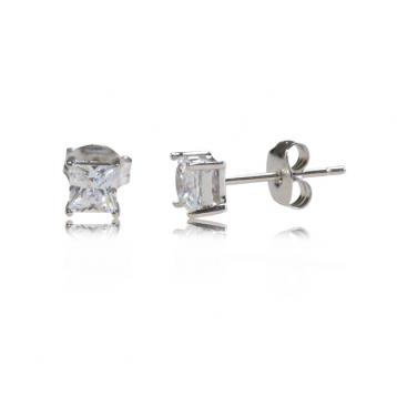 925 Silver 4.0mm Cubic Zirconia Earring