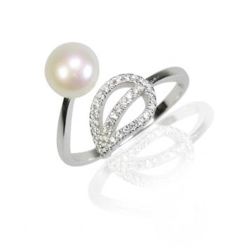 925 silver CZ fresh water pearl ring