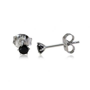 925 Silver 3.0mm Black Cubic Zirconia Earring