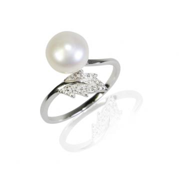 925 silver CZ fresh water pearl ring