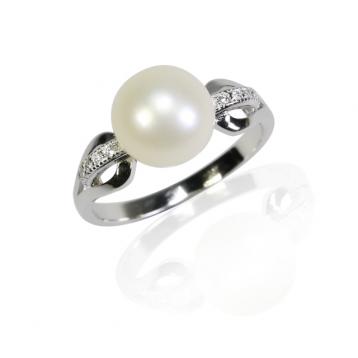 925 silver CZ fresh water pearl ring