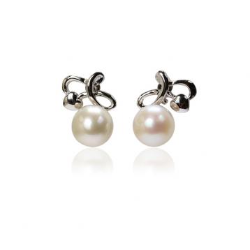 925 silver CZ fresh water pearl earring