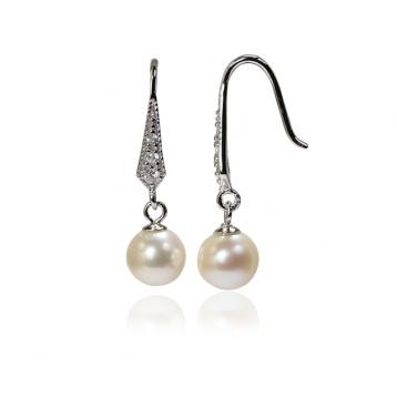 925 silver CZ fresh water pearl earring