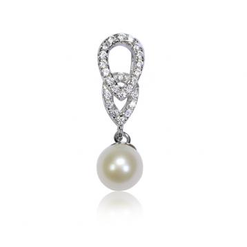925 silver CZ fresh water pearl pendant