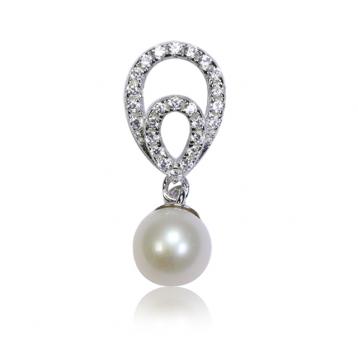 925 silver CZ fresh water pearl pendant