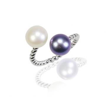 925 silver CZ fresh water pearl ring