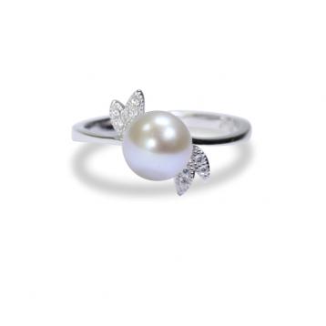 925 silver CZ fresh water pearl ring