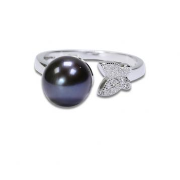 925 silver CZ fresh water pearl ring
