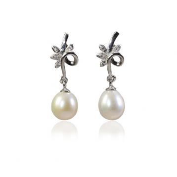 925 silver CZ fresh water pearl earring