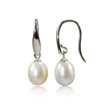 925 silver CZ fresh water pearl earring
