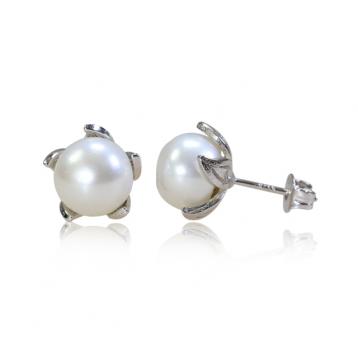 925 silver CZ fresh water pearl earring
