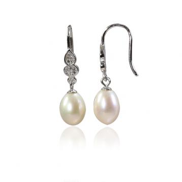 925 silver CZ fresh water pearl earring