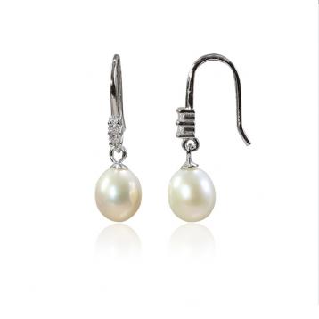 925 silver CZ fresh water pearl earring