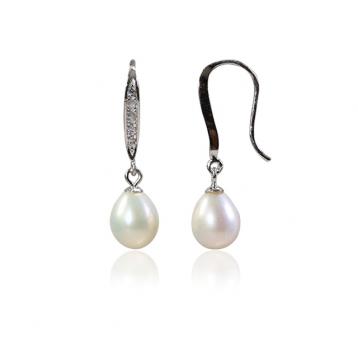 925 silver CZ fresh water pearl earring
