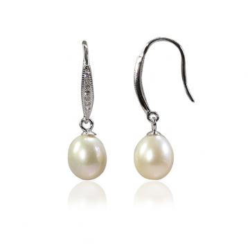 925 silver CZ fresh water pearl earring