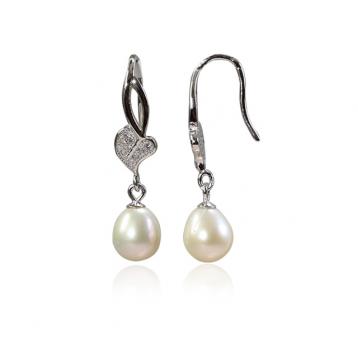 925 silver CZ fresh water pearl earring