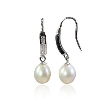 925 silver CZ fresh water pearl earring