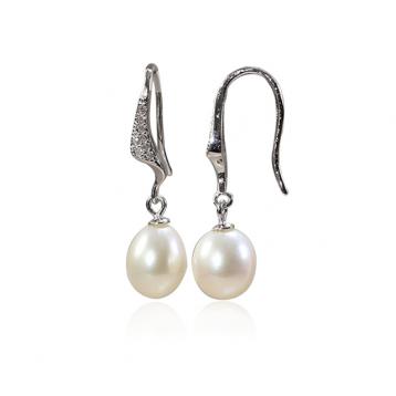 925 silver CZ fresh water pearl earring