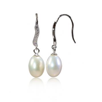925 silver CZ fresh water pearl earring