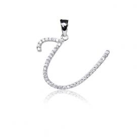 925 silver CZ alphabet pendant