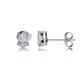 925 Silver 6x4mm Cubic Zirconia Earring