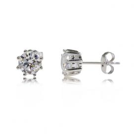 925 Silver 6.0mm Cubic Zirconia Earring