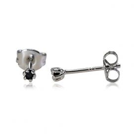 925 Silver 2.0mm Black Cubic Zirconia Earring