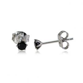 925 Silver 3.0mm Black Cubic Zirconia Earring