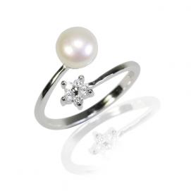 925 silver CZ fresh water pearl ring