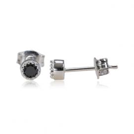 925 Silver 3.0mm Black Cubic Zirconia Earring