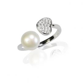 925 silver CZ fresh water pearl ring