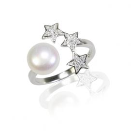925 silver CZ fresh water pearl ring