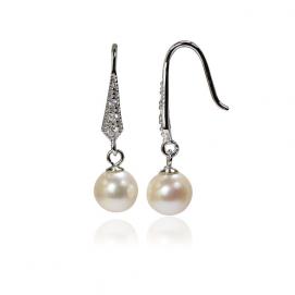 925 silver CZ fresh water pearl earring
