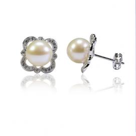 925 silver CZ fresh water pearl earring