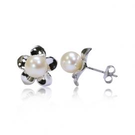 925 silver CZ fresh water pearl earring