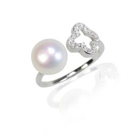 925 silver CZ fresh water pearl ring