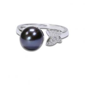 925 silver CZ fresh water pearl ring